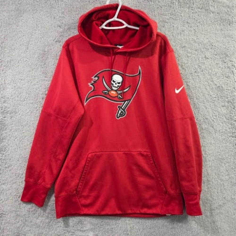 Nike Hoodie Men's Large Red Tampa Bay Buccaneers NFL Football Pullover Dri-Fit